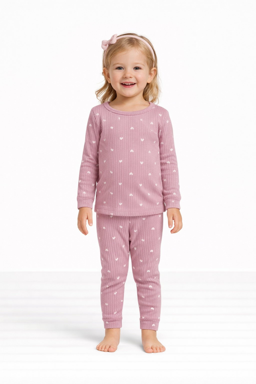 Baby Girls' 2pc Wide Ribbed Heart Top & Bottom Set - Cloud Island™ Pink 24M