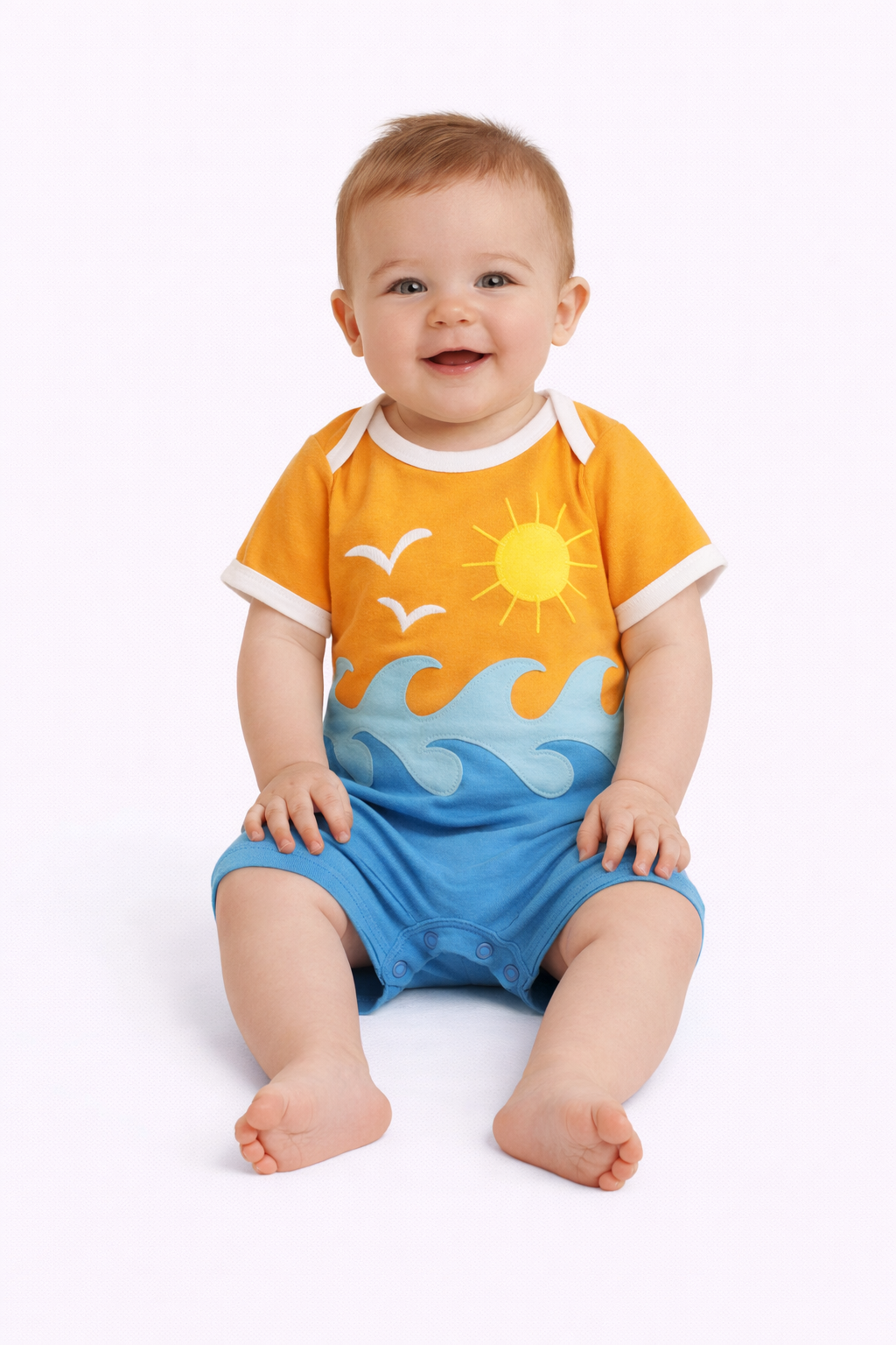 Baby Seascape Applique Romper - Cat & Jack™ Light