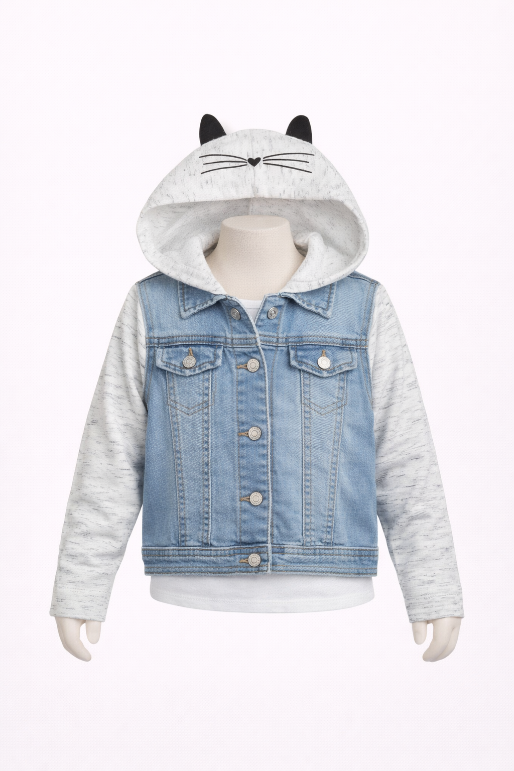 Toddler Girls' Cat Hood Denim Jacket - Cat & Jack™ Medium Wash 18M