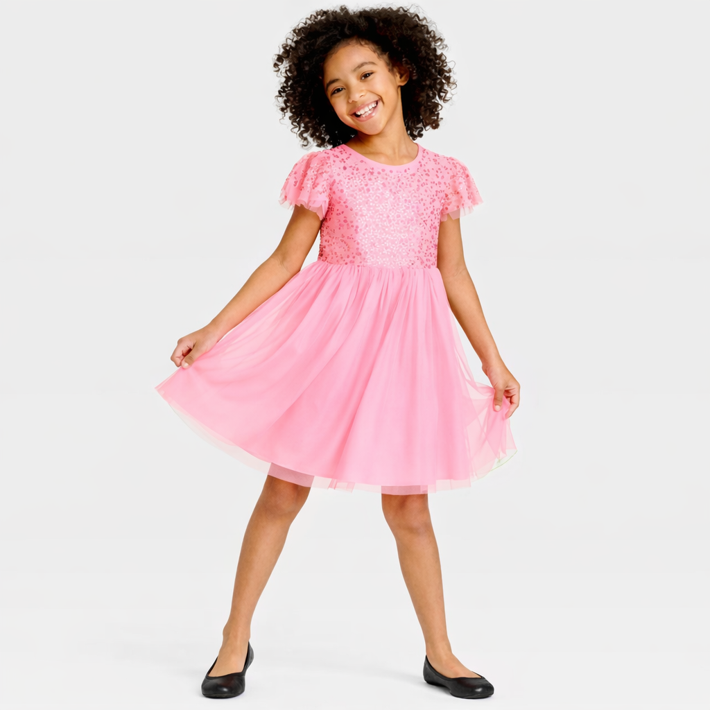 Girl Pink Sparkle Kids Dress Cat & Jack