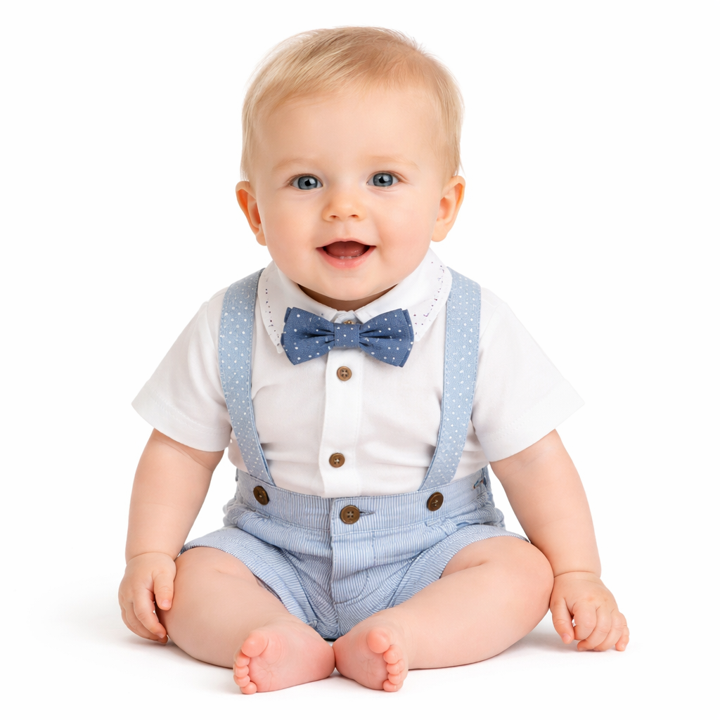 Carter's 3pc Baby Striped Suspender Shortalls Top & Bottom Set -