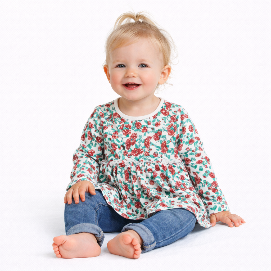 First Impressions Toddler Girls Roses Tunic - Angel White