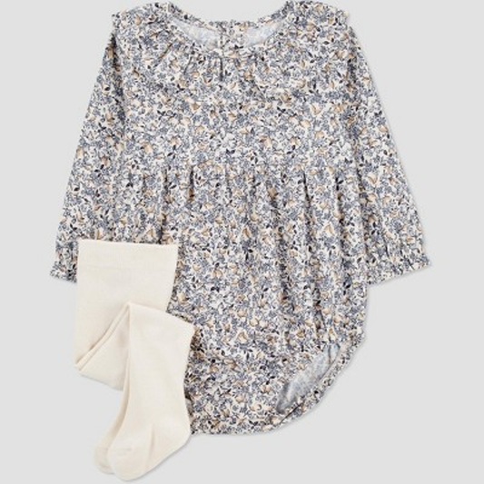 Carter's Just One You Baby Girls' 2pc Floral Romper with Tights - Blue