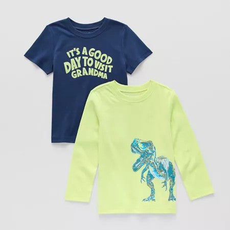 Okie Dokie Toddler & Little Boys Crew Neck Short Sleeve Regular Fit 2-pc.