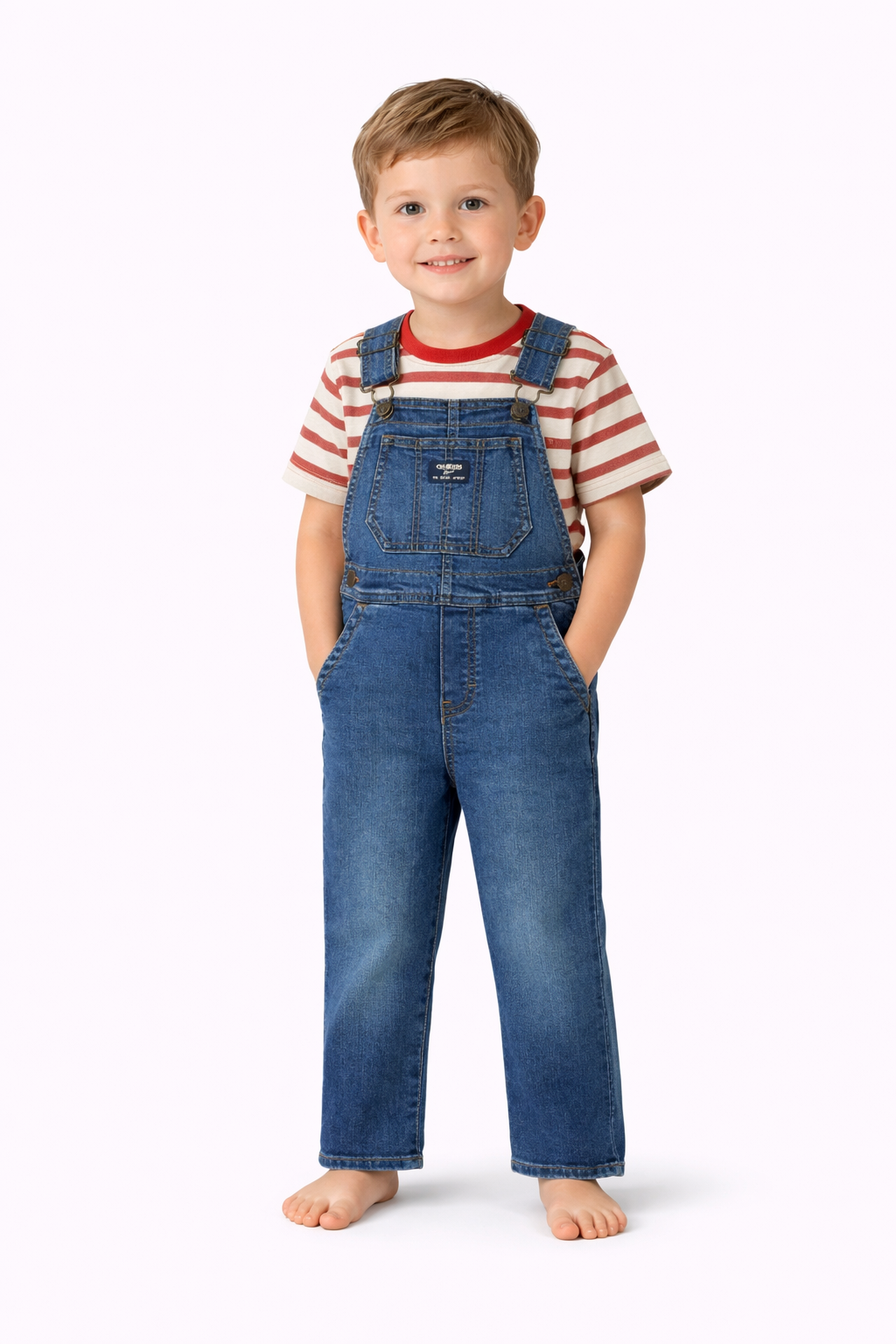 OshKosh B'gosh Toddler Boys' Solid Denim Overalls - Blue 2T: Adjustable Straps, Front & Back Pockets