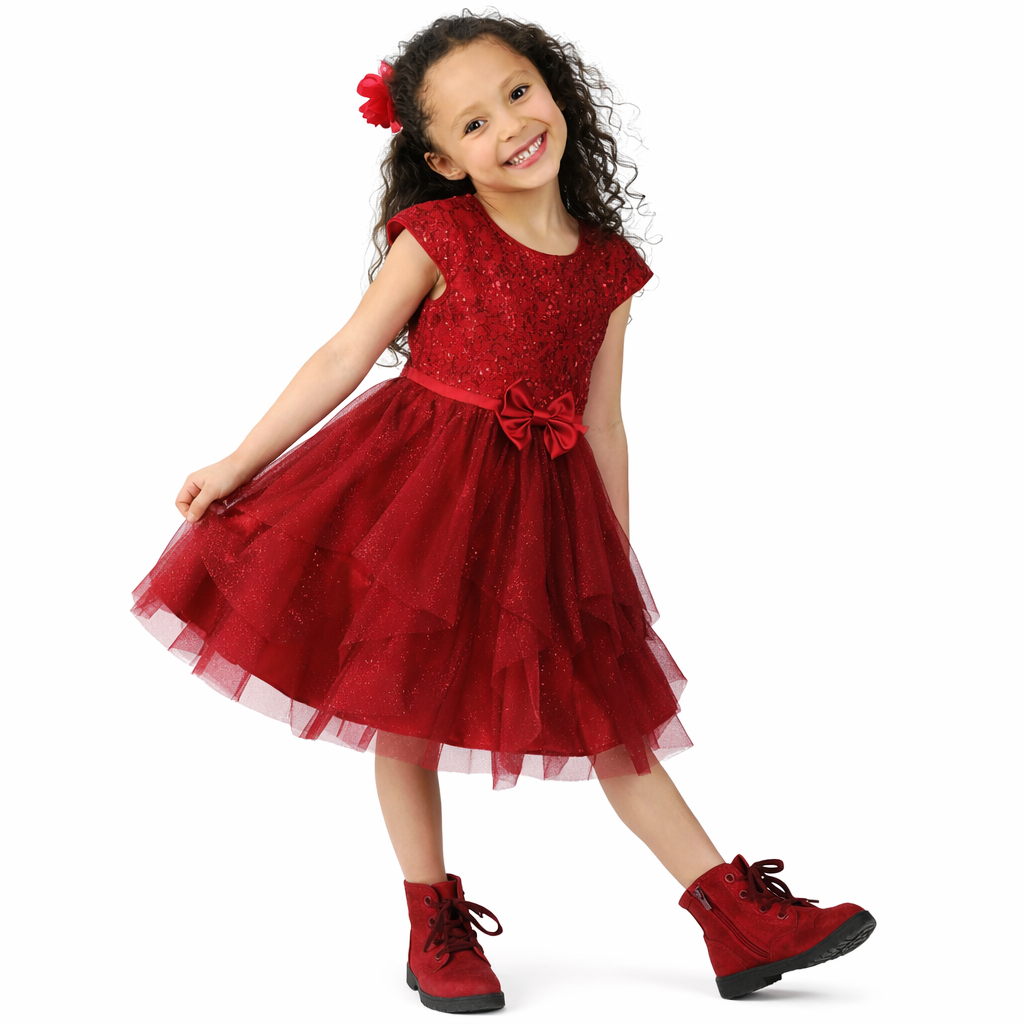 Jona Michelle Red Girl's Dress with Bow