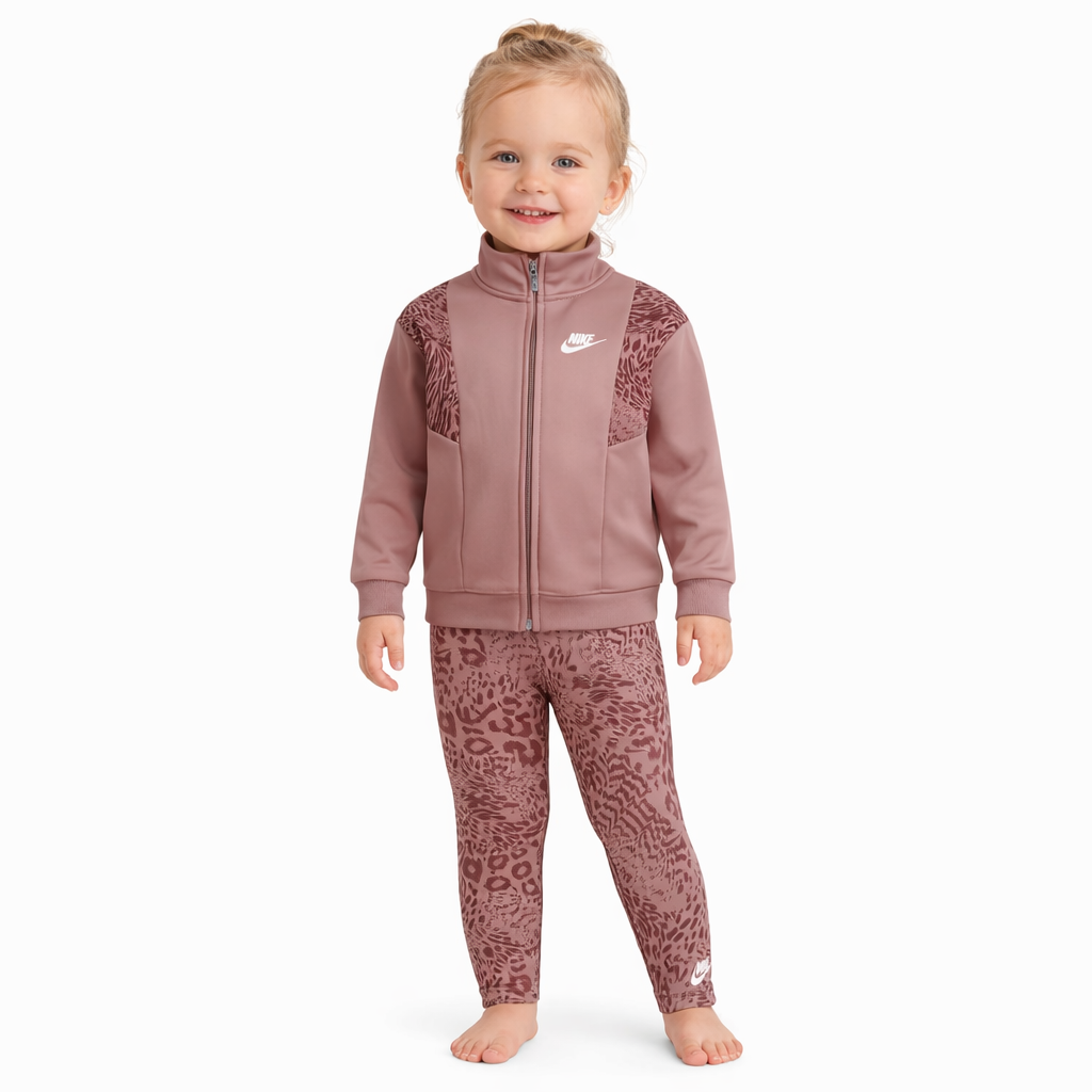 Nike Little Girls Home Swoosh Track Jacket and Leggings, 2 Piece Set - Red Stardust