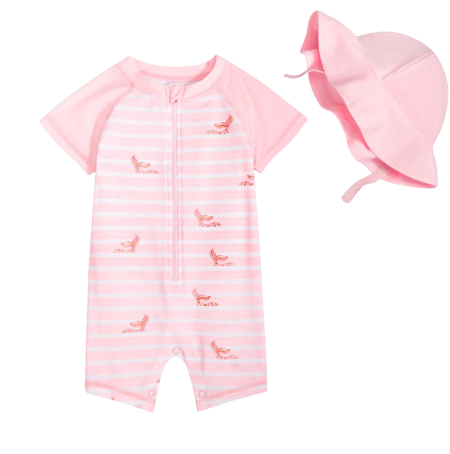 First Impressions Baby Girls Mermaid Rashguard and Hat 2-Piece Swim Set
