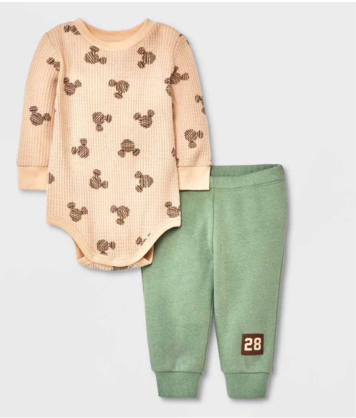 Disney Baby Set with Printed Bodysuit and Green Pants