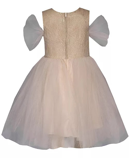 Bonnie Jean Girls Mesh Ballerina Party Dress - Taupe