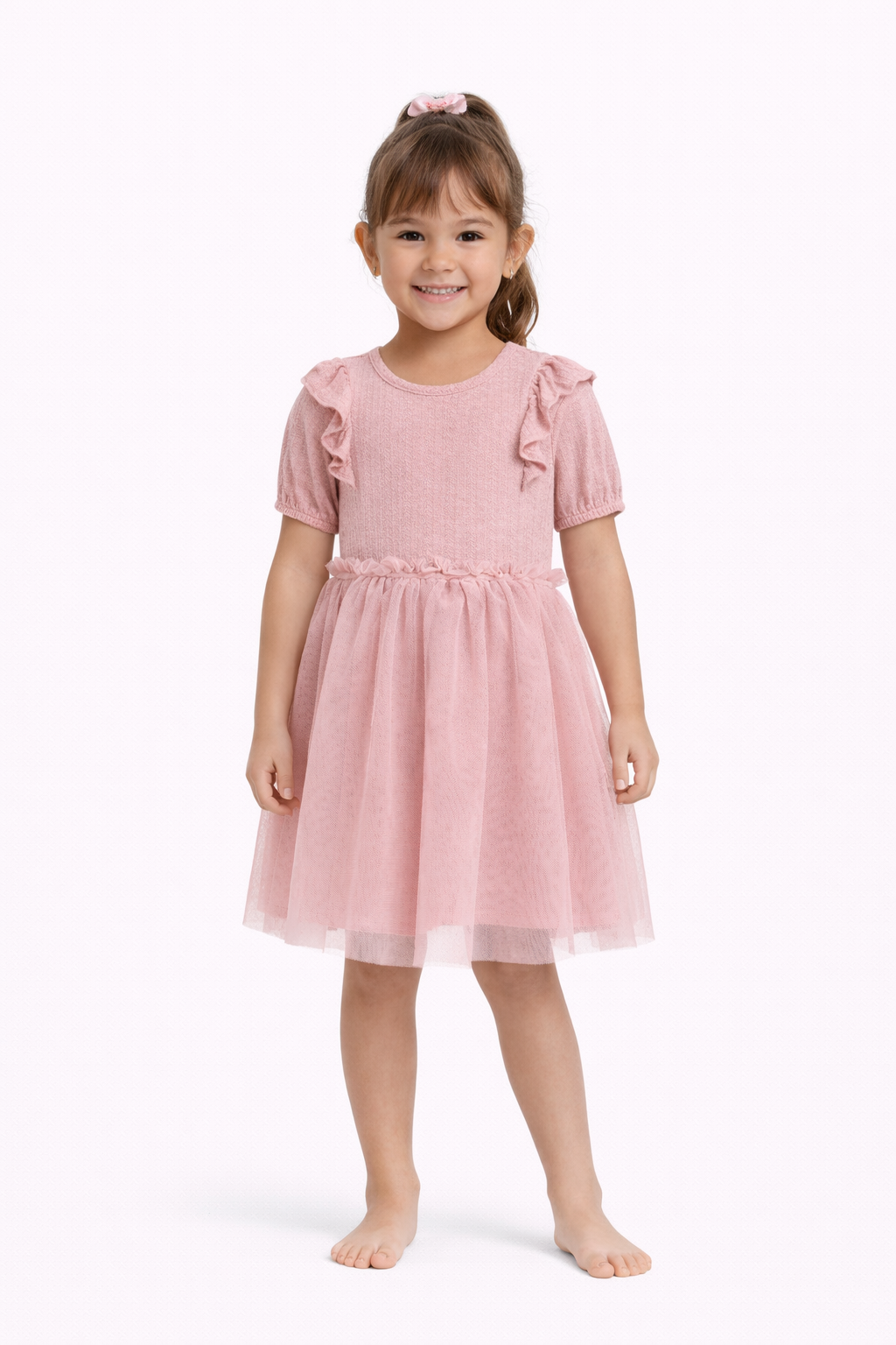 Toddler Girls' Short Sleeve Knit Tulle Dress - Cat & Jack™ Rose Pink