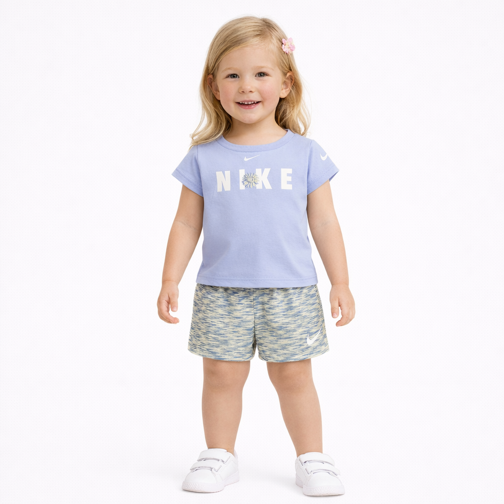 Nike Baby Girls Daisy T Shirt and Shorts, 2 Piece Set - Citron Tint