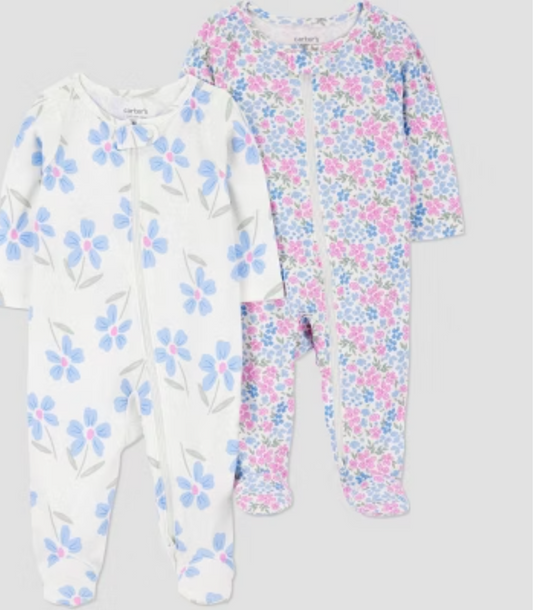 Carter's Floral Kids Set - Blue and Pink