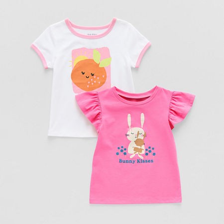 Okie Dokie Toddler & Little Girls Round Neck Short Sleeve Regular Fit 2-pc.