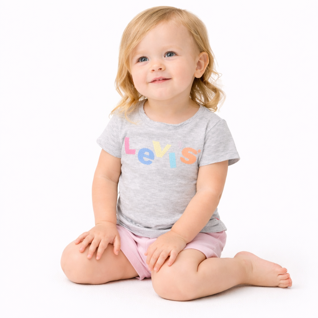 Levi's Light Gray Tee with Multicolor Logo