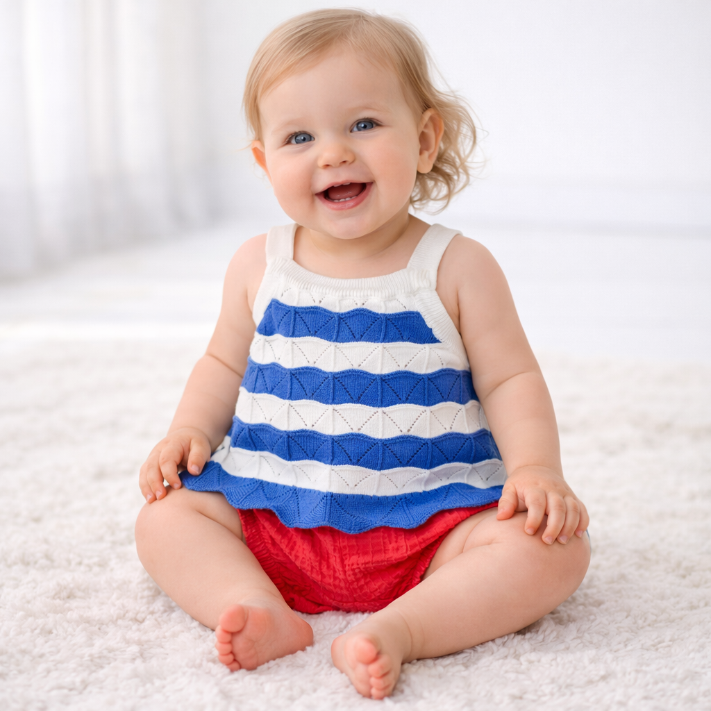 Baby Girls' Striped Sweater Set - Cat & Jack™ Red/Blue 12M