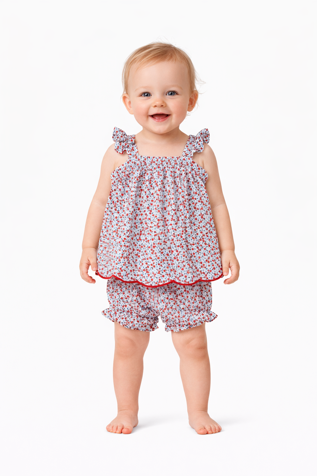Baby Girls' Floral Bow Top & Bottom Set - Cat & Jack™ Blue/Red 6-9M
