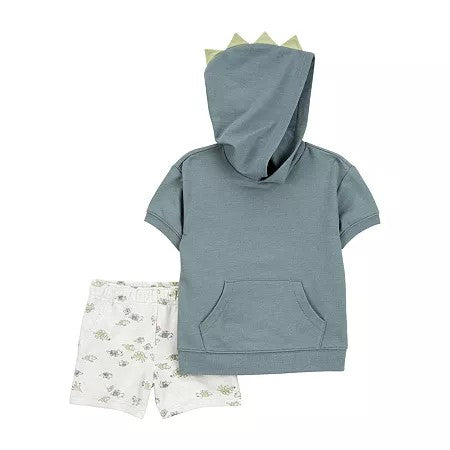 Carter's Baby Boys Dinosaur Hooded Top & Shorts, 2 Piece Set