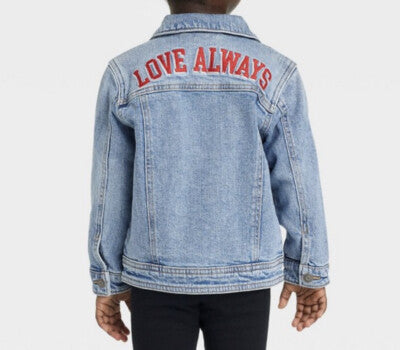 Cat & Jack Girls Denim Jean Jacket - LOVE ALWAYS M