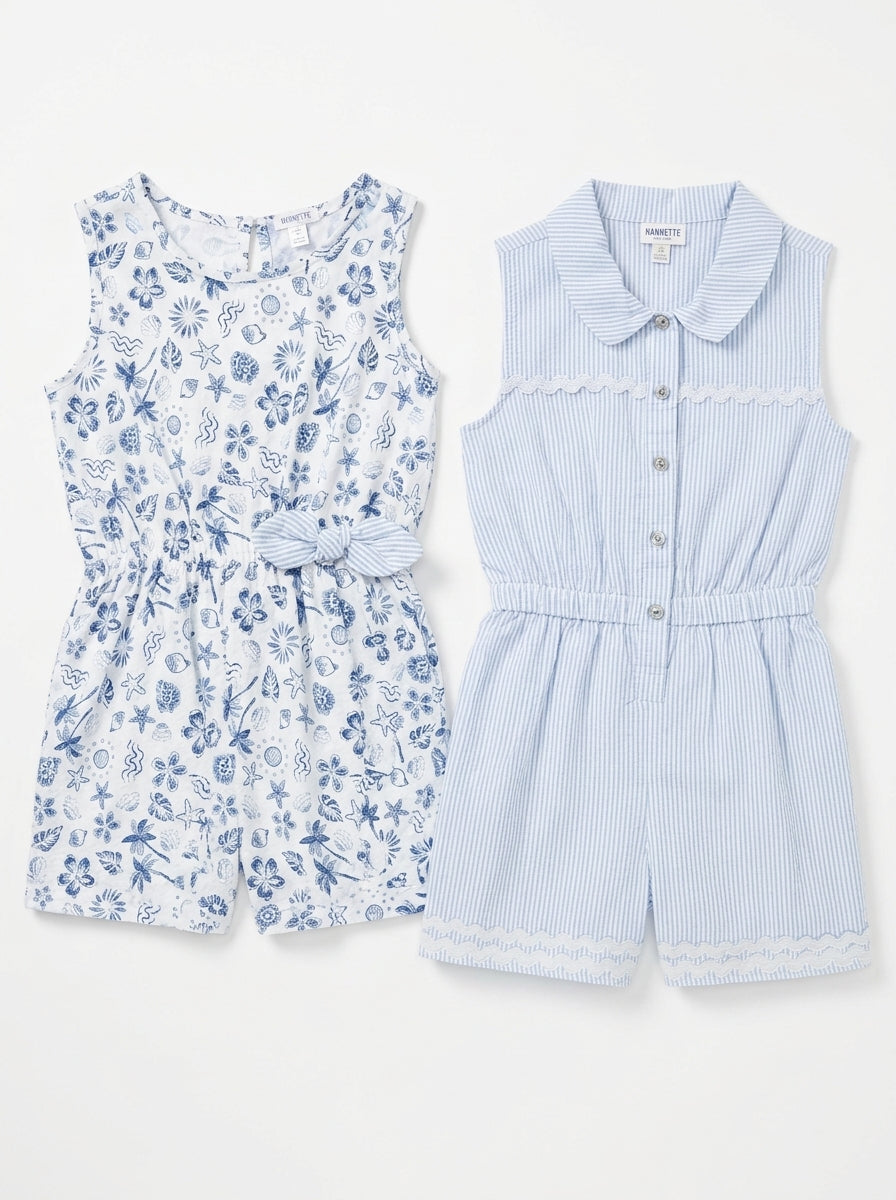 Nannette 2pack Girls' Blue Romper Set 10
