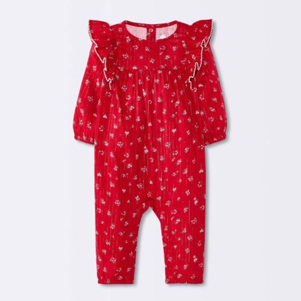 Cloud Island Baby Girls' Christmas Floral Romper Red 3-6M