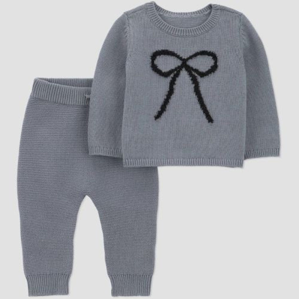 Carter's Baby Girls' 2pc Bow Sweater Set - Gray Newborn