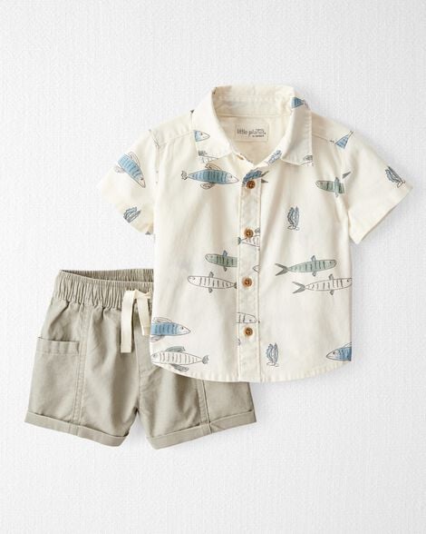 Little Planet Organic Cotton Fish Print 
Set, 3M boys'