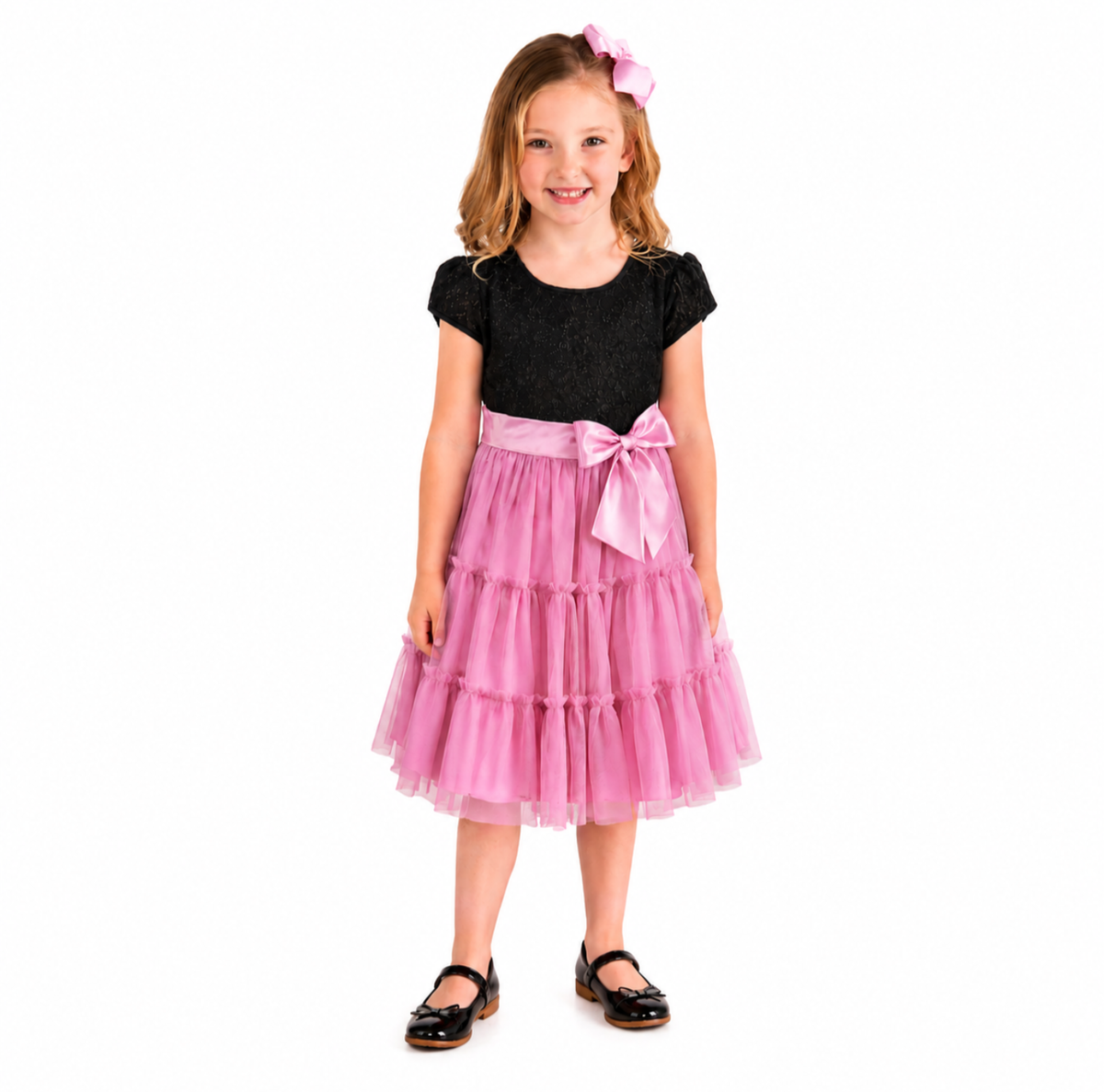 Jona Michelle Girls' Black and Pink Party Dress 3T