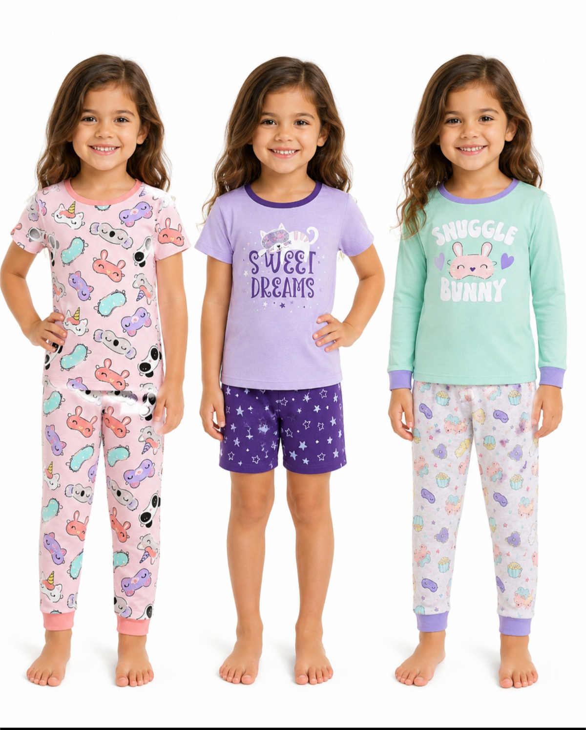Koala Girls' 6pc Cartoon Pajama Set 2T