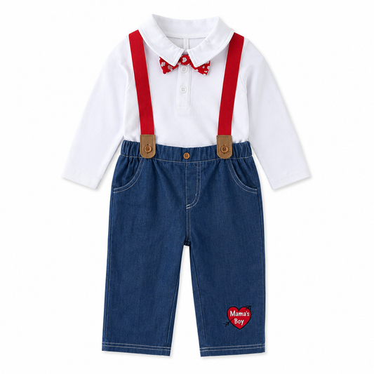 "Mama's Boy Suspender Outfit" boys 24M