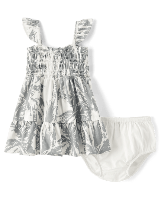 The children's place Baby Girls Ruffle Dress - gray 3-6M