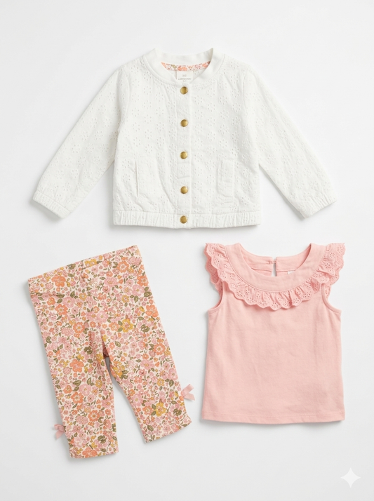 Happily Grey baby Girl 3-Piece Outfit Set 12M