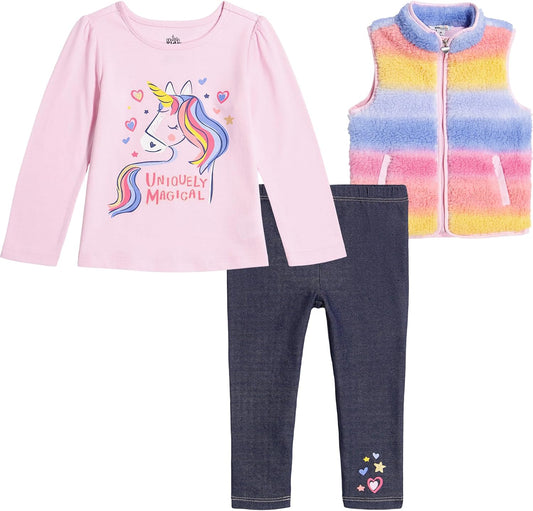 Kids Headquarters Unicorn Tee and Fleece Vest Set girl 3T