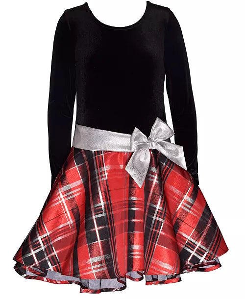 Bonnie jean Girls' Velvet Plaid Holiday Dress girl 3T