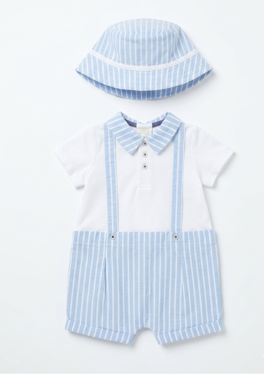 Little me Baby boys Blue Striped Outfit Set 6M