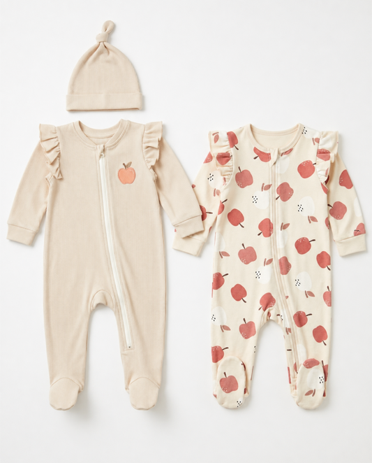 Tahari Apple Print Baby girl Onesie Set 6-9M
