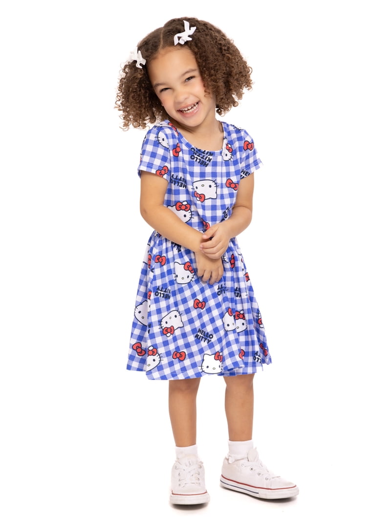 Hello Kitty Blue girl Plaid Dress 5T