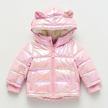 Okie dokie Pink Metallic Toddler Puffer Jacket girl 
3T