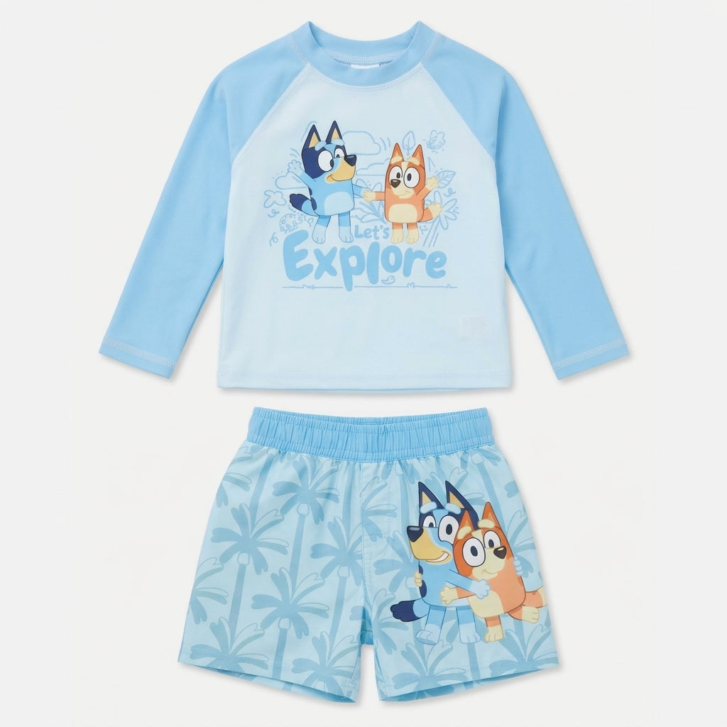 Bluey Boys 2 Piece Rashguard and Swim Trunk Set 18M