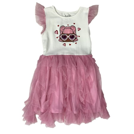 L.O.L. Surprise! Girls Tulle Dress White & Pink XS (4-5)