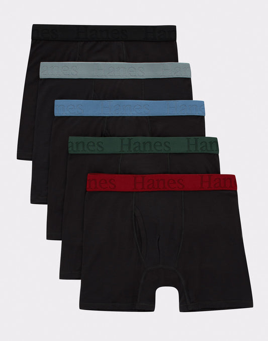 Hanes Boys' SuperSoft Boxer Briefs Black, Large, Pack of 5