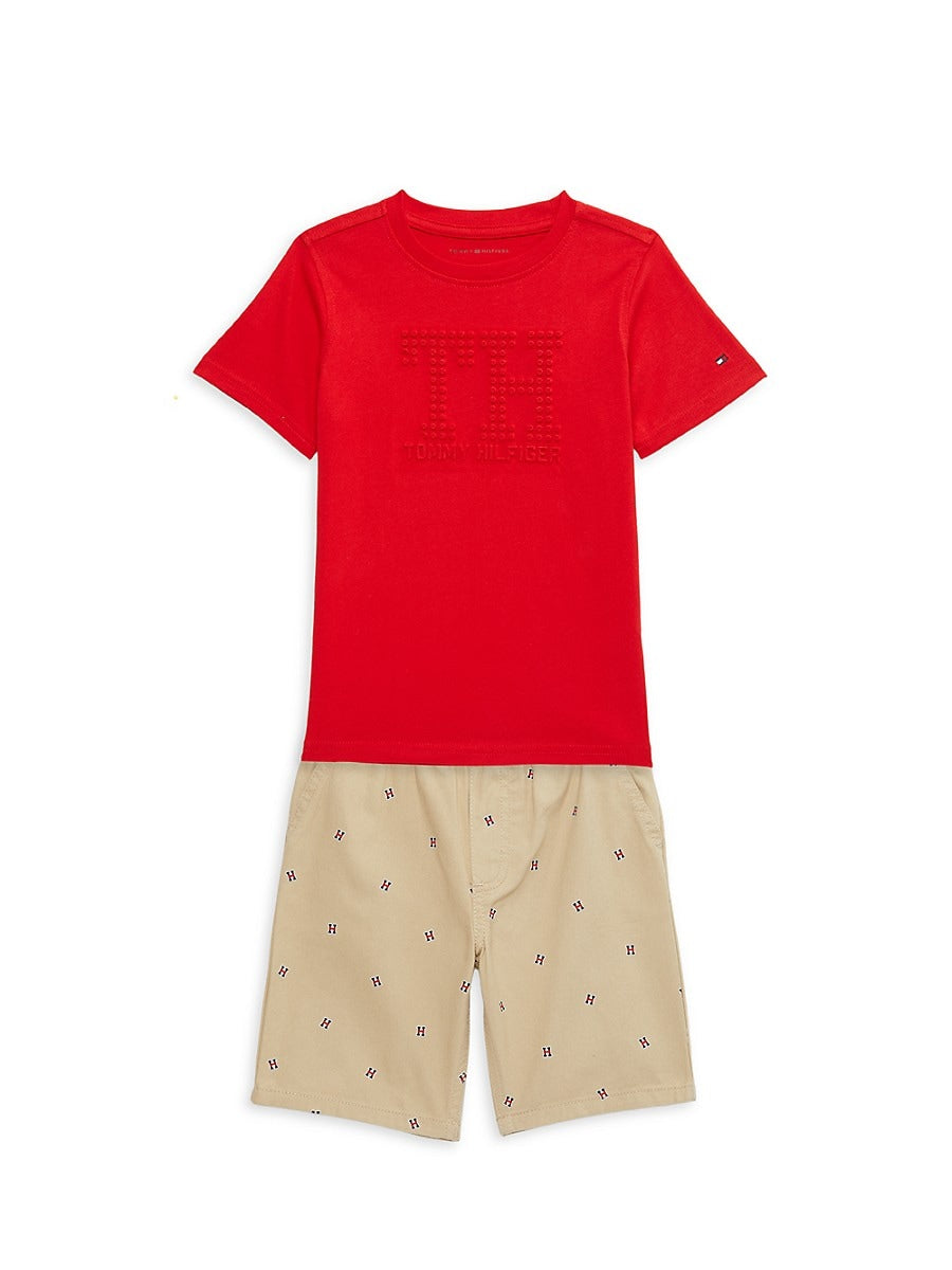 Tommy Hilfiger Little Boy's 2-Piece Tee & Shorts Set - Red - Size 2T