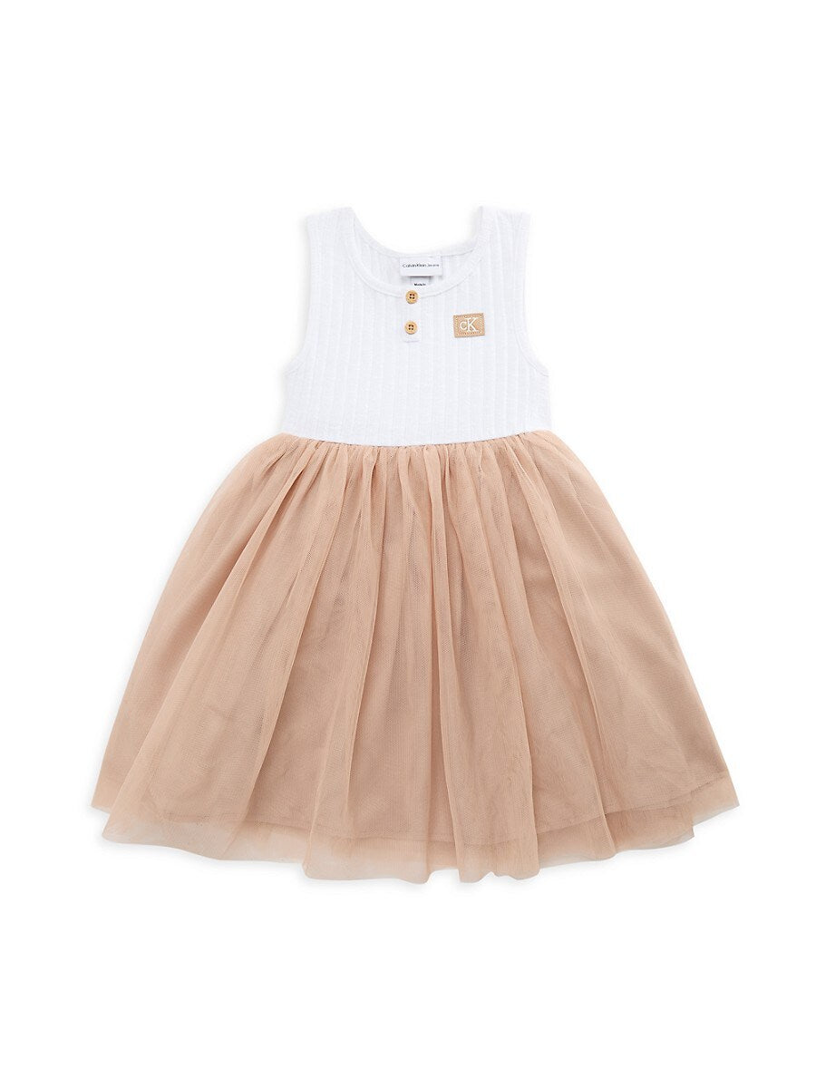 Calvin Klein Toddler Girls 3T Sleeveless Tulle Dress - Tan