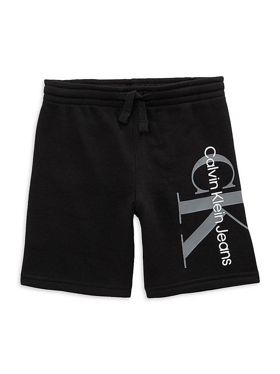 Calvin Klein Boys' Monogram Logo Graphic Knit Shorts - Black - M -10/12