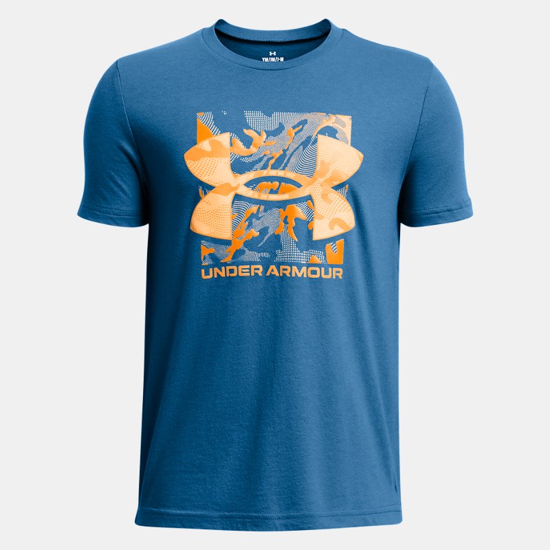 Under Armour Boys Camo Logo T-Shirt M Blue