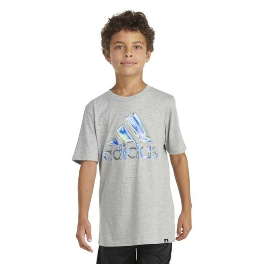 Adidas Kids Chrome Logo T-Shirt in Heather Grey - Size Small - Boy