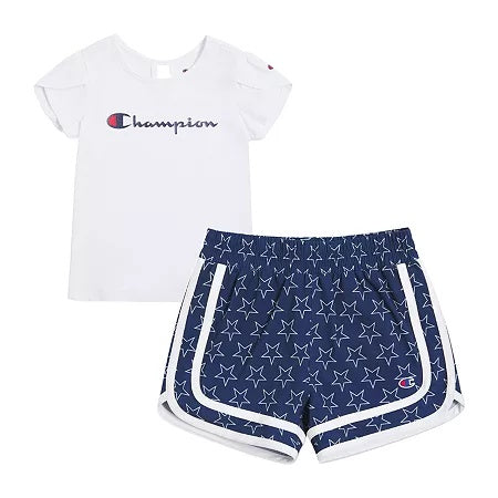 Champion Little Girls 2-Pc. Short Set Size 6 White