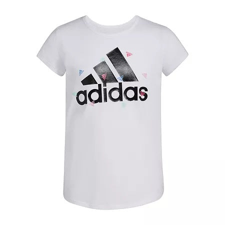 Adidas Girls Crew Neck Graphic T-Shirt, L Plus White