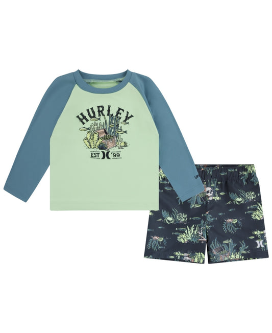 Hurley Toddler Boys Treasure Hunt UPF50+ Swim Set, 2 Piece - Artillary