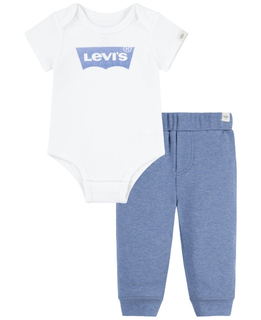 Levi's Baby Boys or Girls Batwing Bodysuit and Joggers Pant Set - Levi's Egret